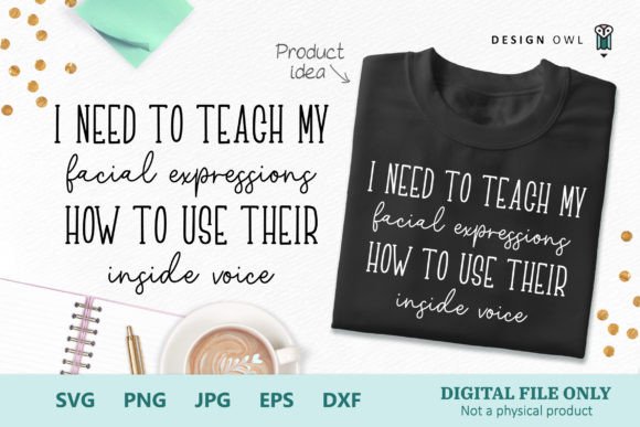 Facial Expressions - Funny T-shirt SVG for Graphics and Crafts