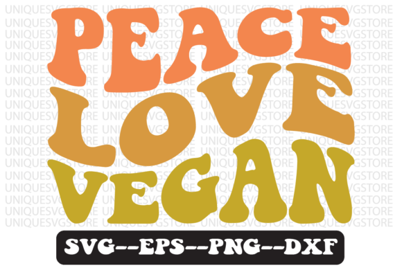 Peace Love Vegan Quote Retro Svg Design for Crafts and Graphics
